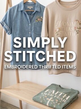 Simply Stitched Embroidered Cream Sweatshirt – Momma Has Faith